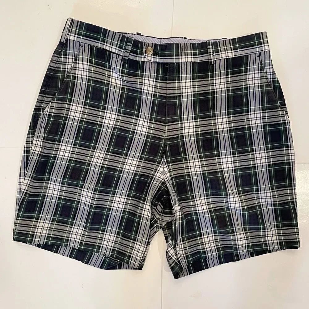 Peter Millar Size 34 Tartan Plaid Shorts 7” inseam 100% cotton preppy